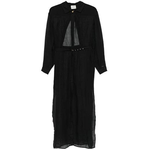 Le Kasha abito midi in lino - nero