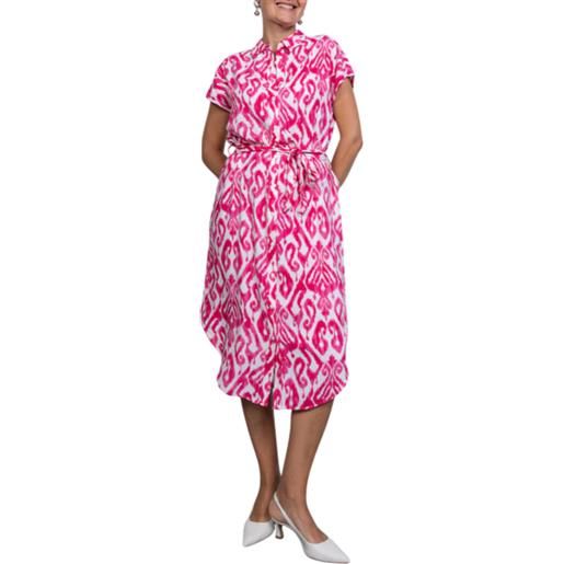 Pieces abito midi in fantasia fucsia bianco