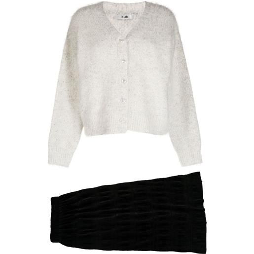 b+ab tailleur con gonna plissettata - bianco