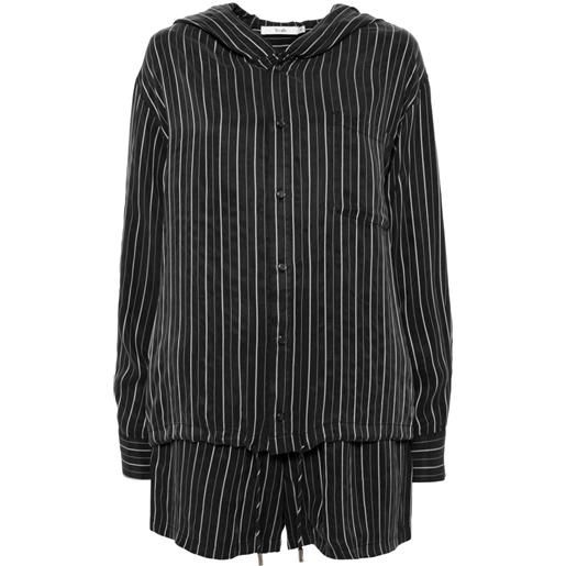 b+ab set shorts e felpa a righe - nero