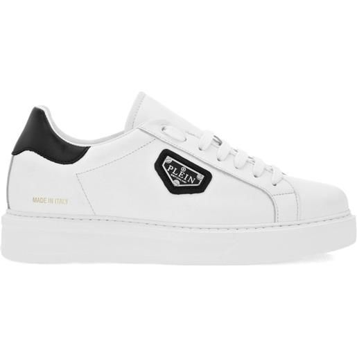 Philipp Plein sneakers in pelle con placca logo - bianco