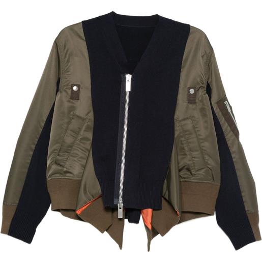 sacai bomber con inserti - marrone