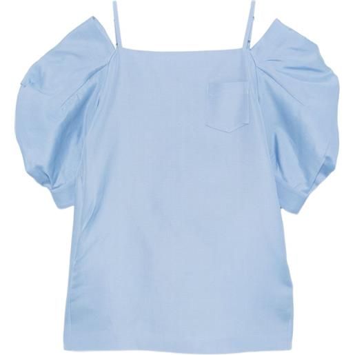 sacai abito con maniche a palloncino - blu