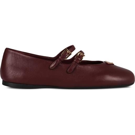 Prada ballerine in pelle con doppia fibbia - rosso