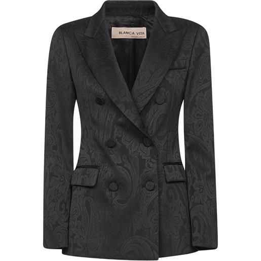 Blanca Vita blazer doppiopetto a fiori - nero