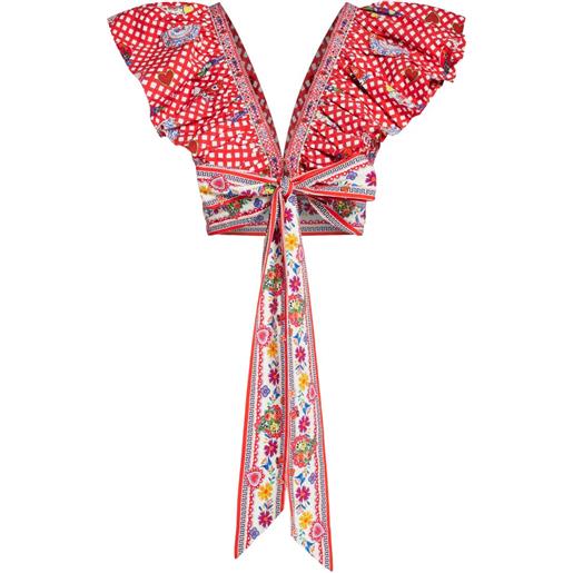 Camilla top a portafoglio con arricciature - rosso