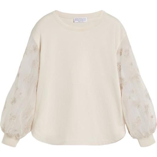 Brunello Cucinelli Kids t-shirt con ricamo - toni neutri