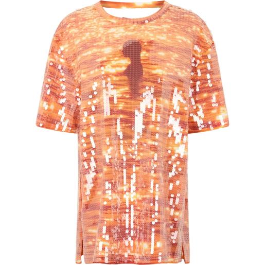 Rabanne t-shirt con paillettes - arancione
