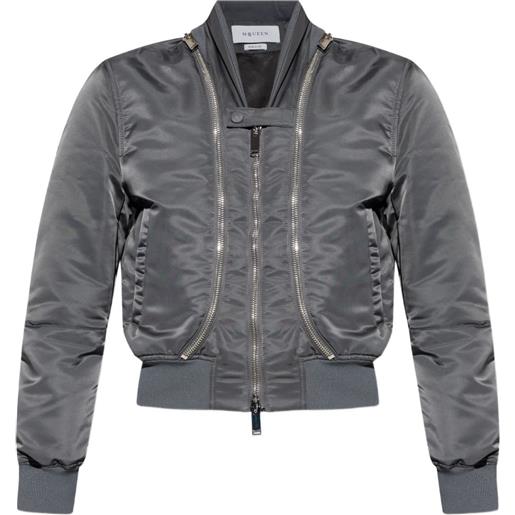 Alexander McQueen bomber con doppia zip - grigio