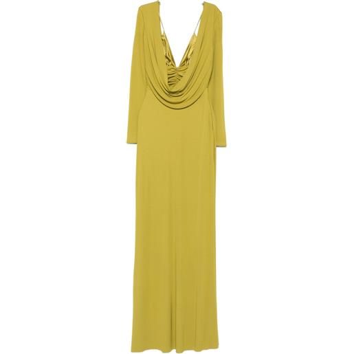 Elisabetta Franchi abito lungo con scollo drappeggiato - verde