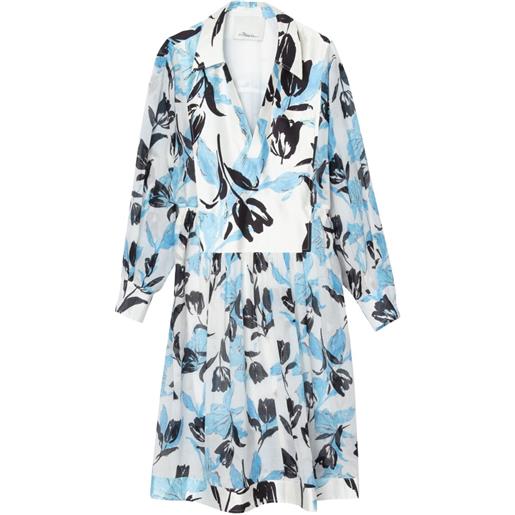 3.1 Phillip Lim abito a fiori con cintura - toni neutri