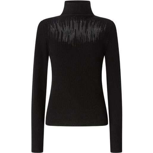 Genny top con inserti semi trasparenti - nero