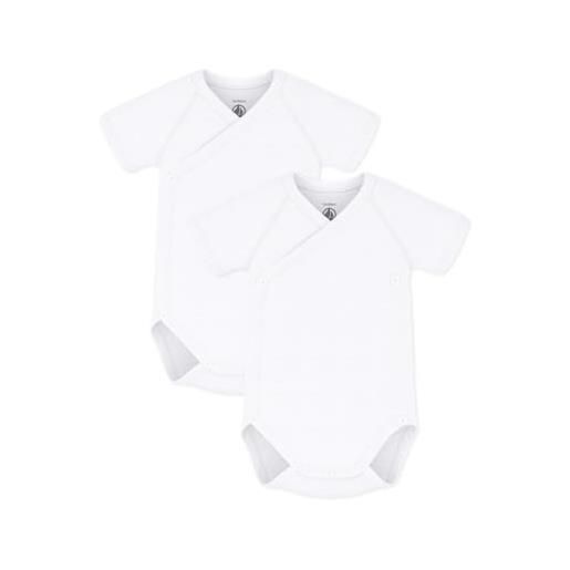 Petit Bateau 54220, body neonato manica corta (pacco da 2) unisex - bimbi 0-24, variante 1, 1 mese