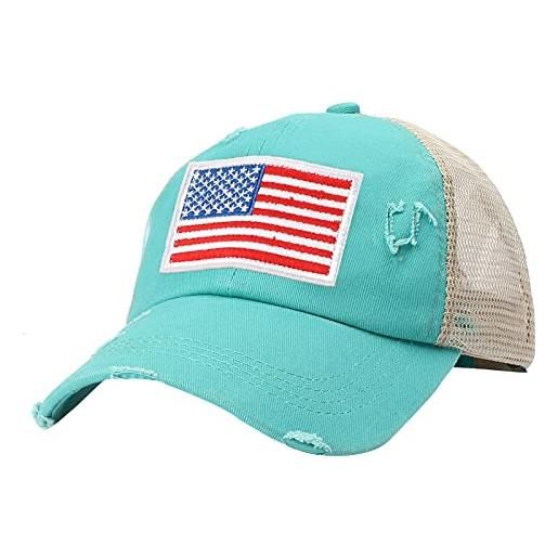 QIFLY cappellino da uomo regolabile hip hop sport hats running for men women unisex bandiera usa bandiera americana, 01-blu, taglia unica