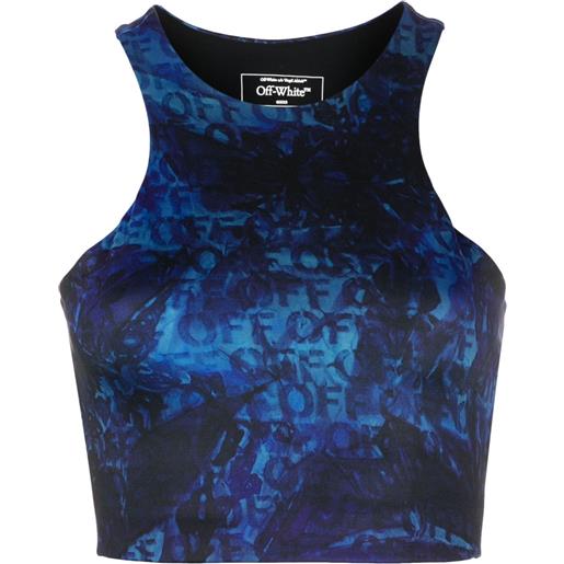 Off-White top crop con stampa - blu