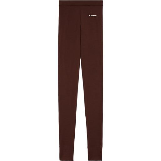 JIL SANDER+ leggings con stampa logo - marrone