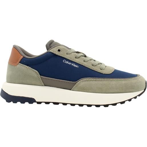 Calvin klein - sneakers con lacci smoke olive/moonlit ocean/ brick