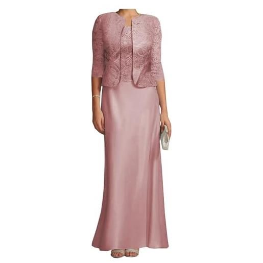 JIAJUPA madre della sposa abiti con giacca per matrimonio lungo plus size madre dello sposo abito da sposa guest gown, rosa polvere, 48