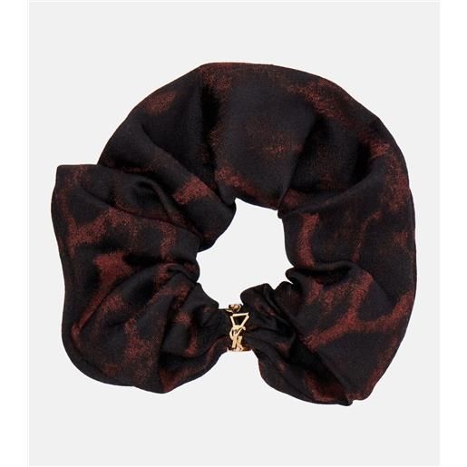 Saint Laurent scrunchie in cashmere e seta con stampa