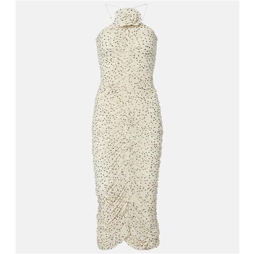 Magda Butrym abito lungo a pois con applicazioni floreali
