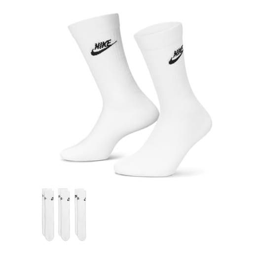Nike calzini dx5025 010 nsw everyday ess crew, bianco/nero, 43-46