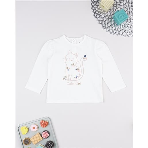 Prénatal t-shirt bimba bianca stampa gattino