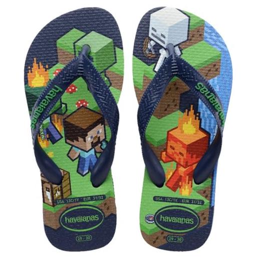 Havaianas minecraft, infradito unisex - bambini, multicolore (bianco/corallo), 25/26 eu