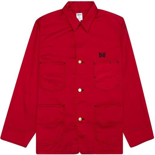 Needles x smith's giacca-camicia con ricamo - rosso