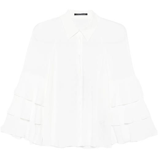 Luisa Cerano blusa con ruches sulle maniche - bianco
