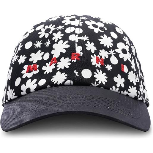 Marni cappello da baseball a fiori - nero