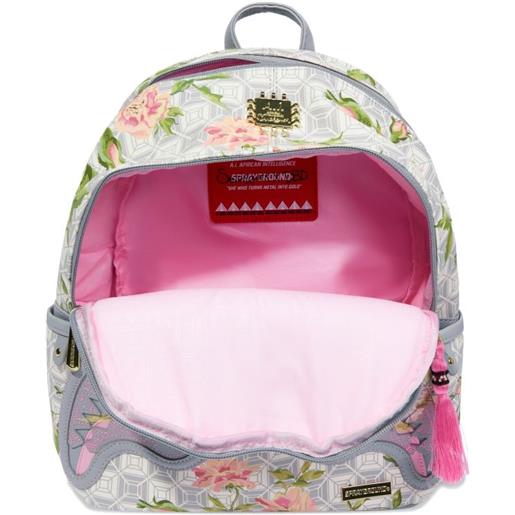 sprayground kid x african intelligence ai zaino sandflower a fiori con bocca di squalo - toni neutri