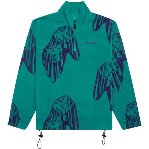 Awake NY felpa con stampa dice con zip corta - verde