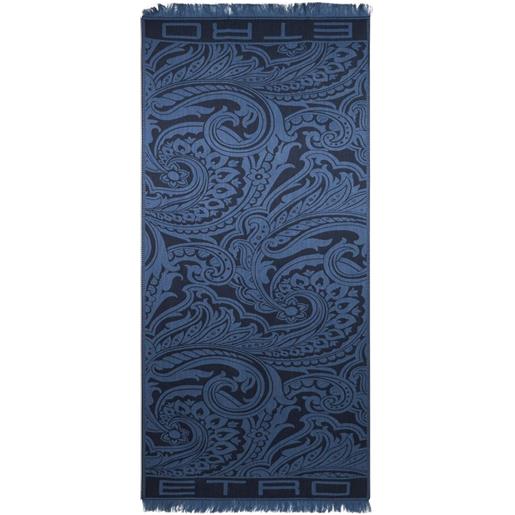 ETRO sciarpa con motivo paisley in misto lana e seta - blu