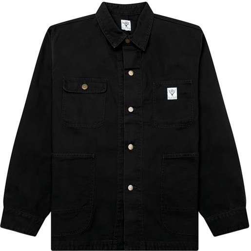 SOUTH2 WEST8 giacca-camicia in tela di cotone - nero