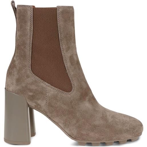 Hogan stivali chelsea con tacco largo - toni neutri