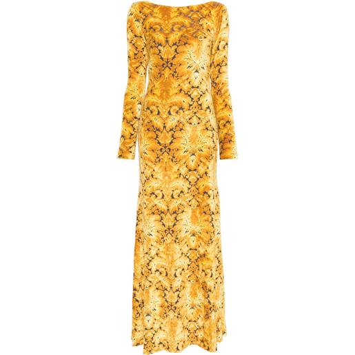 ETRO abito lungo con stampa barocca - giallo