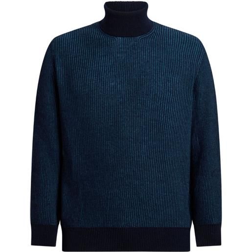 ETRO maglione a coste con collo alto - blu