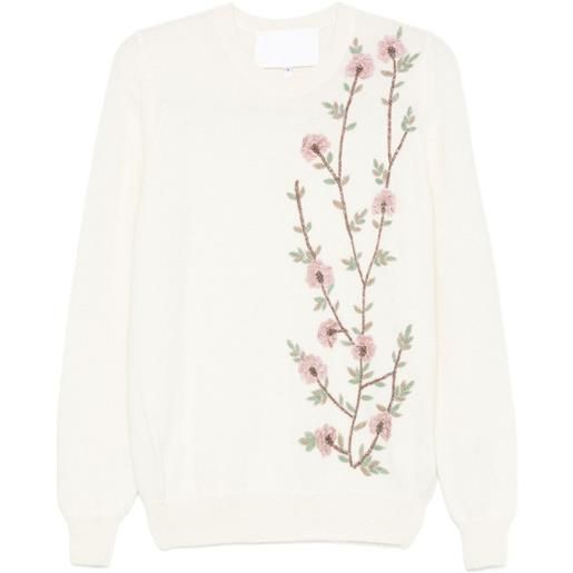 Costarellos maglione con ricamo a fiori - bianco