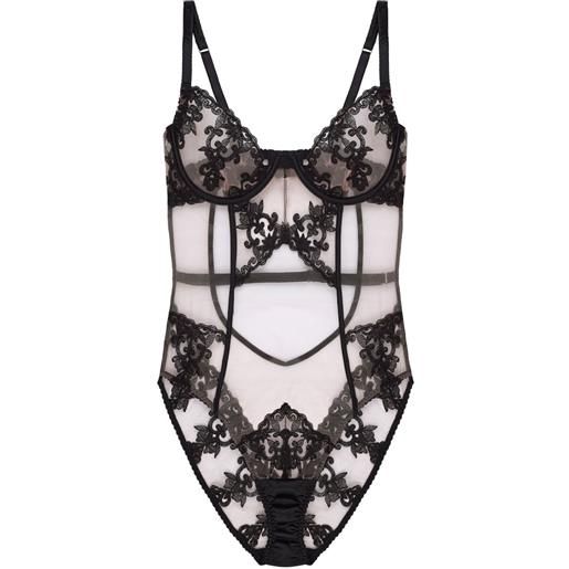 Fleur Of England body in pizzo a fiori onyx - nero