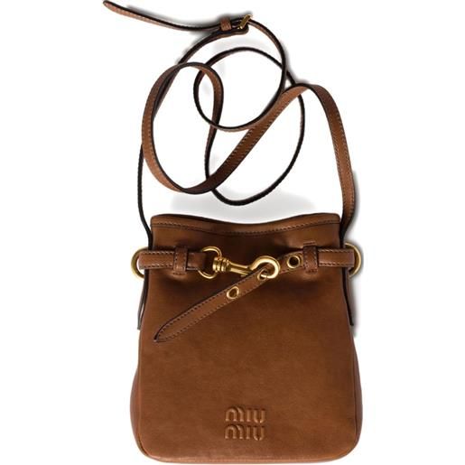 Miu Miu pouch in pelle con tracolla - marrone