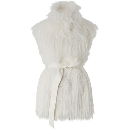 PINKO gilet in pelliccia sintetica con cintura - bianco