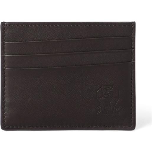 Brunello Cucinelli portacarte in pelle goffrata - marrone