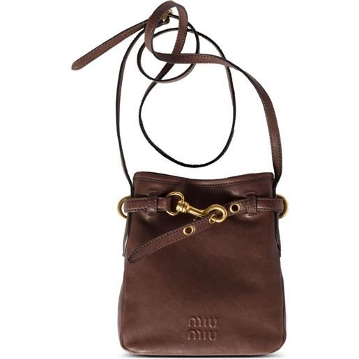 Miu Miu pouch con logo goffrato - marrone
