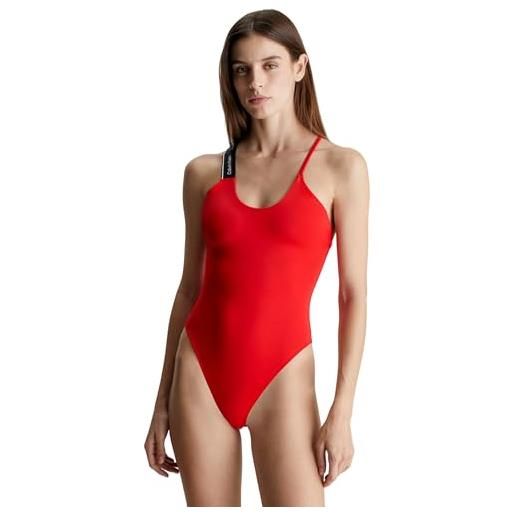 Calvin Klein costume da bagno donna one piece design incrociato, rosso (cajun red), l