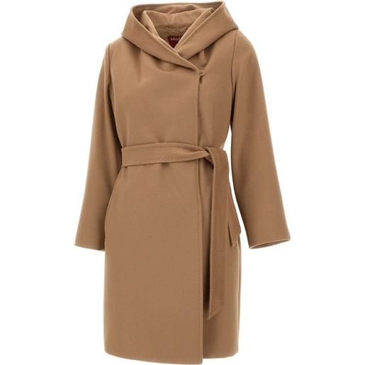 Max Mara cappotto doppiopetto in lana con cintura - marrone