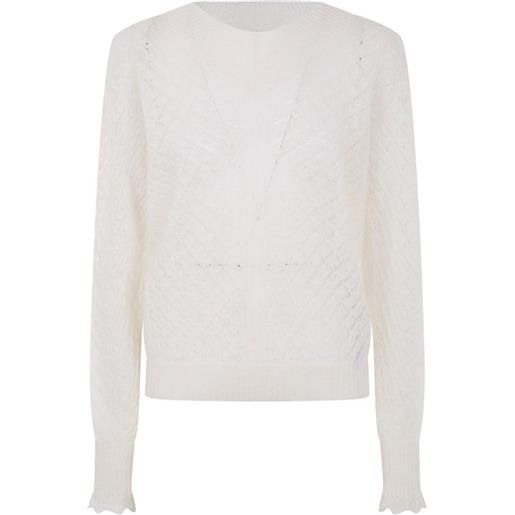 TWINSET maglione in maglia traforata - bianco