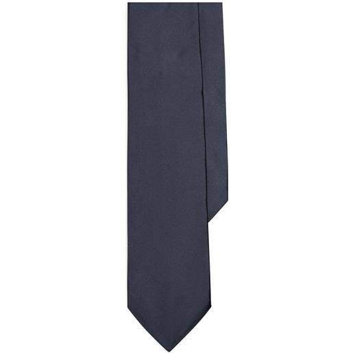 Cravatta Stretta In Seta Blick Elementum - Effetto Moiré, Colore Blu Scuro/Marrone, 100% Seta Pura, Lunghezza 150 Cm - 4