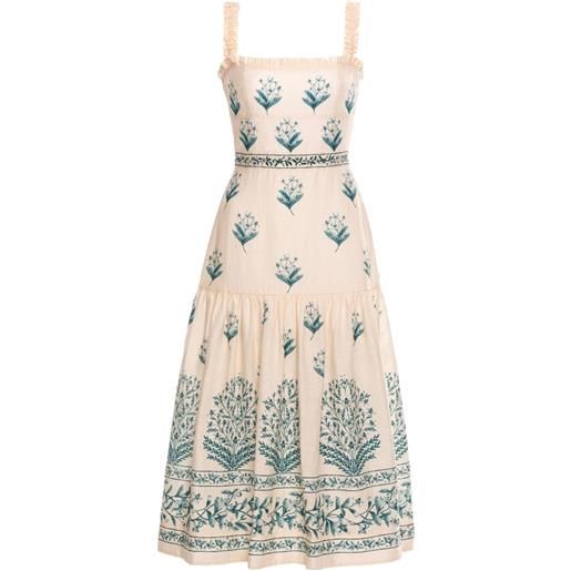 Agua By Agua Bendita abito arricciato nispero ceiba a fiori - bianco