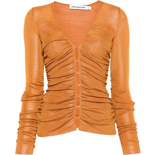 Self-Portrait top con scollo a v - arancione