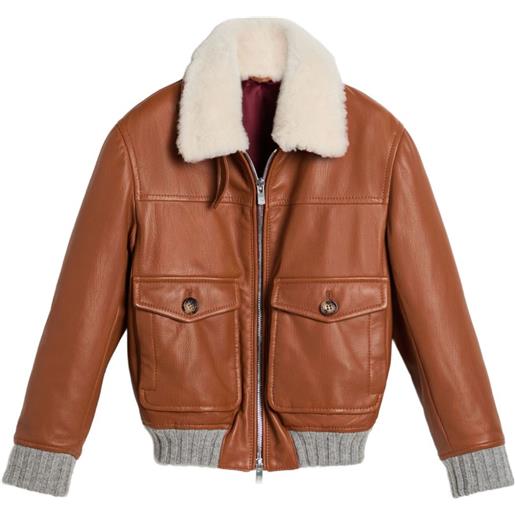 Brunello Cucinelli Kids giacca in shearling - marrone